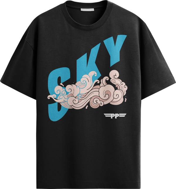 Black T-shirt | 100% Cotton | Sky